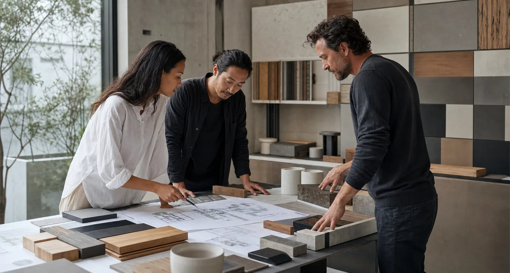 Colaboração entre arquitetos, paisagistas e especialista em produção