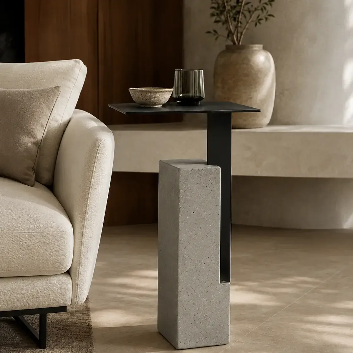 Mesa Lateral de Concreto e Metal Arteno | Design Industrial Moderno — imagem 4
