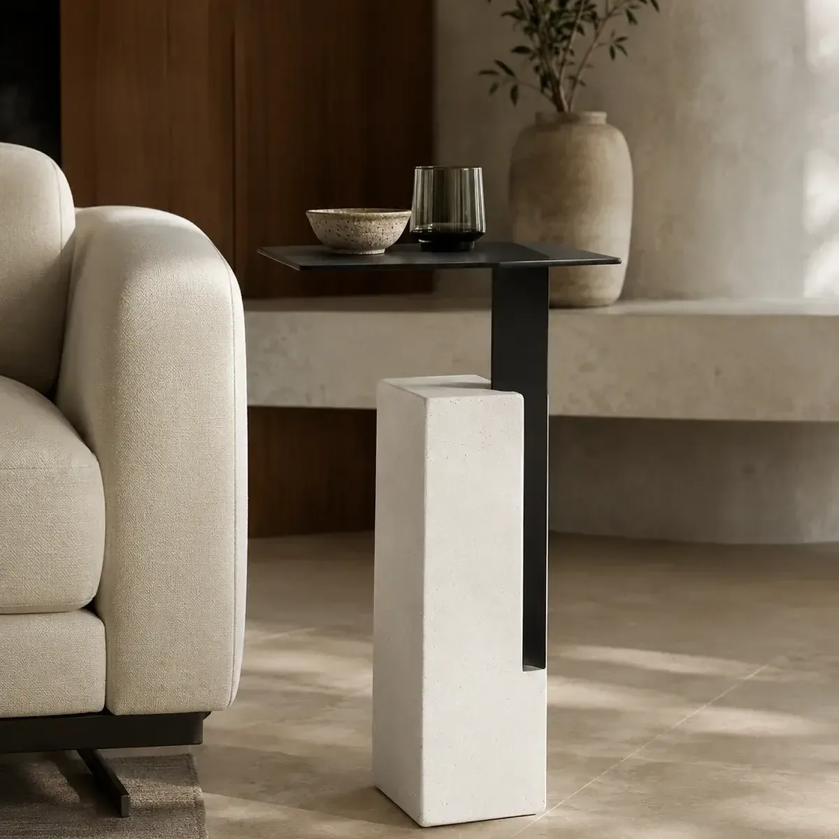 Mesa Lateral de Concreto e Metal Arteno | Design Industrial Moderno — imagem 3